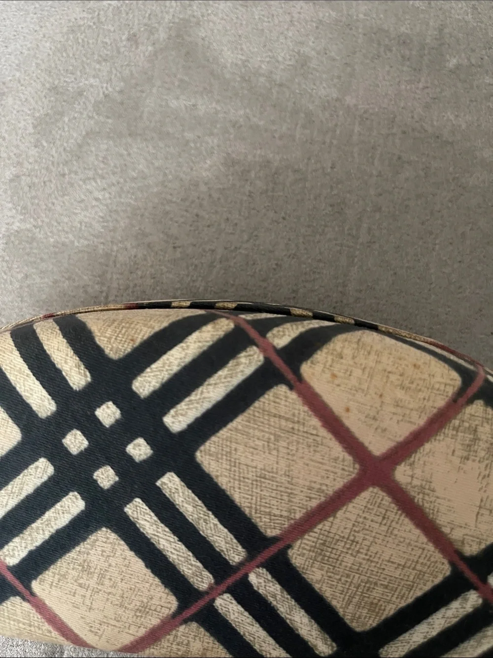 Burberry Beige Plaid Sunglasses Case with Black and Red Accents
